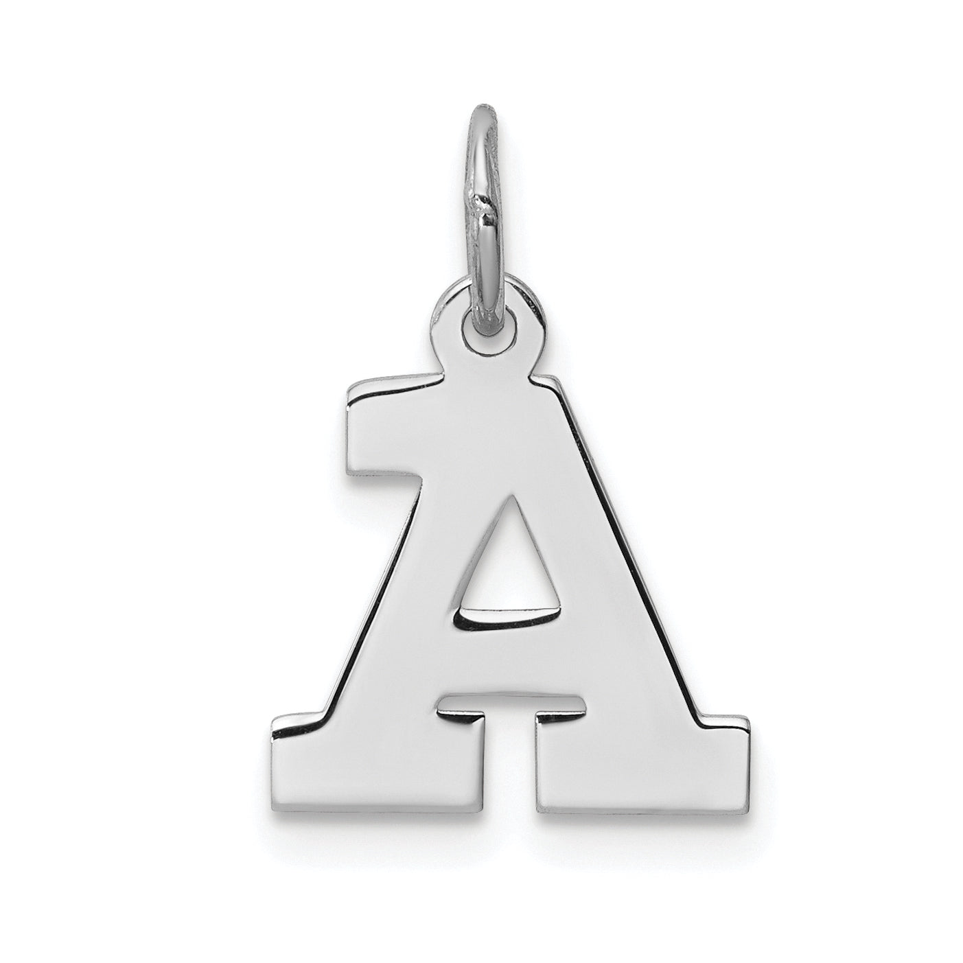 Sterling Silver Rhodium-Plated Block Letter A Initial Charm