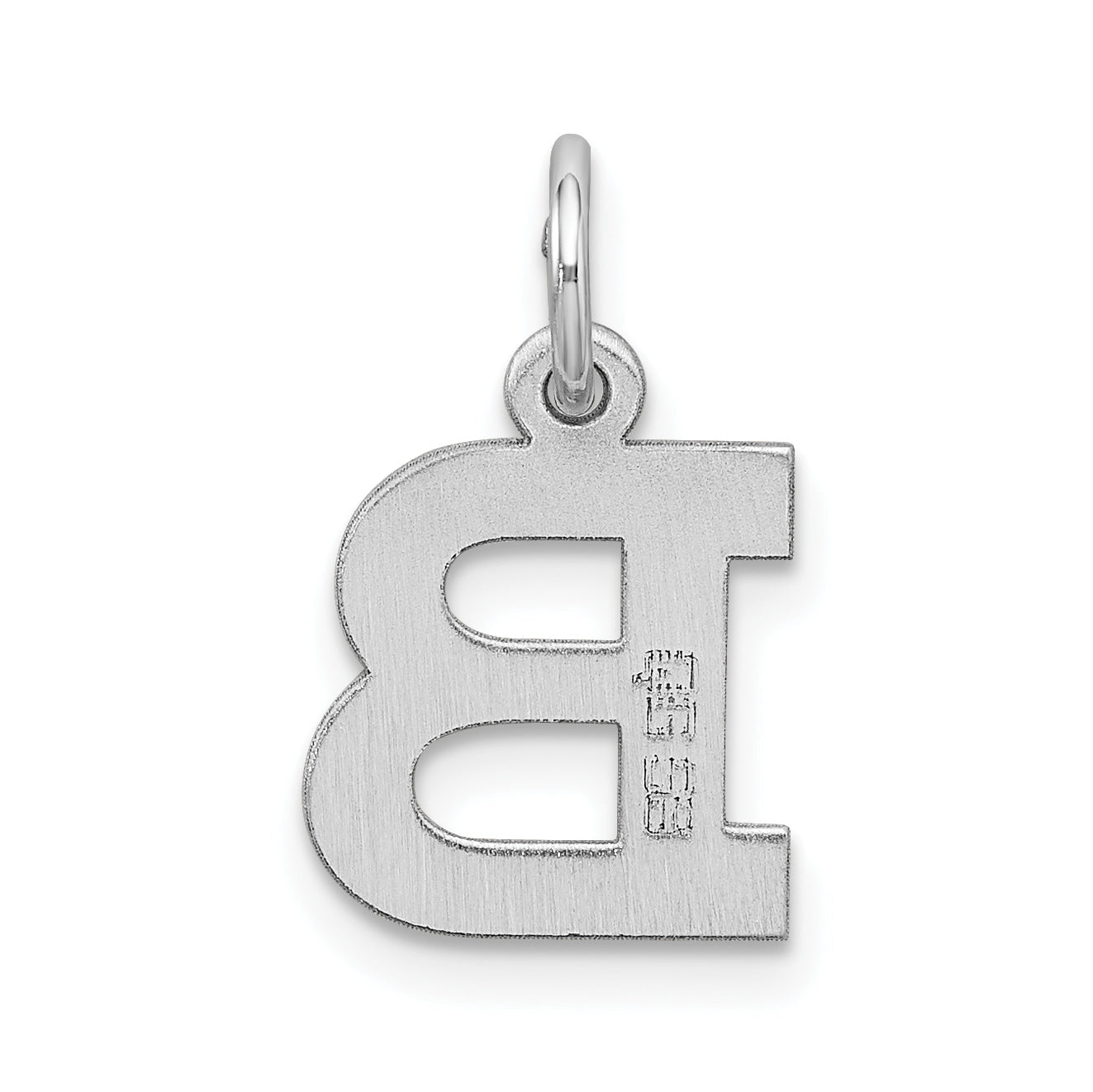 Sterling Silver Rhodium-Plated Block Letter B Initial Charm