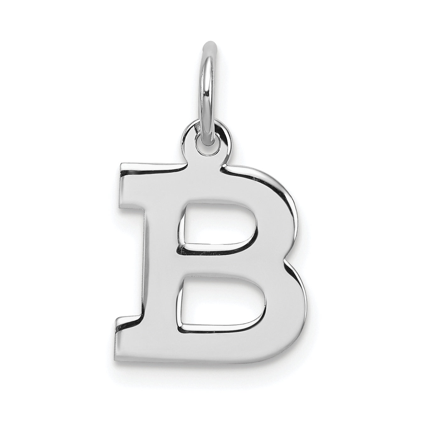 Sterling Silver Rhodium-Plated Block Letter B Initial Charm