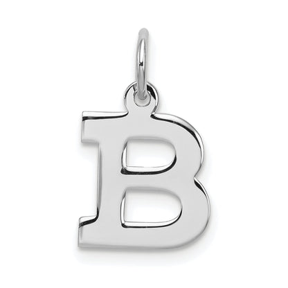 Sterling Silver Rhodium-Plated Block Letter B Initial Charm