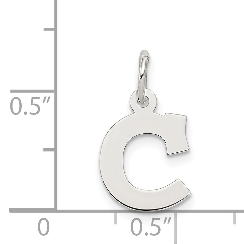Sterling Silver Rhodium-Plated Block Letter C Initial Charm