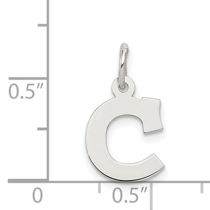 Sterling Silver Rhodium-Plated Block Letter C Initial Charm