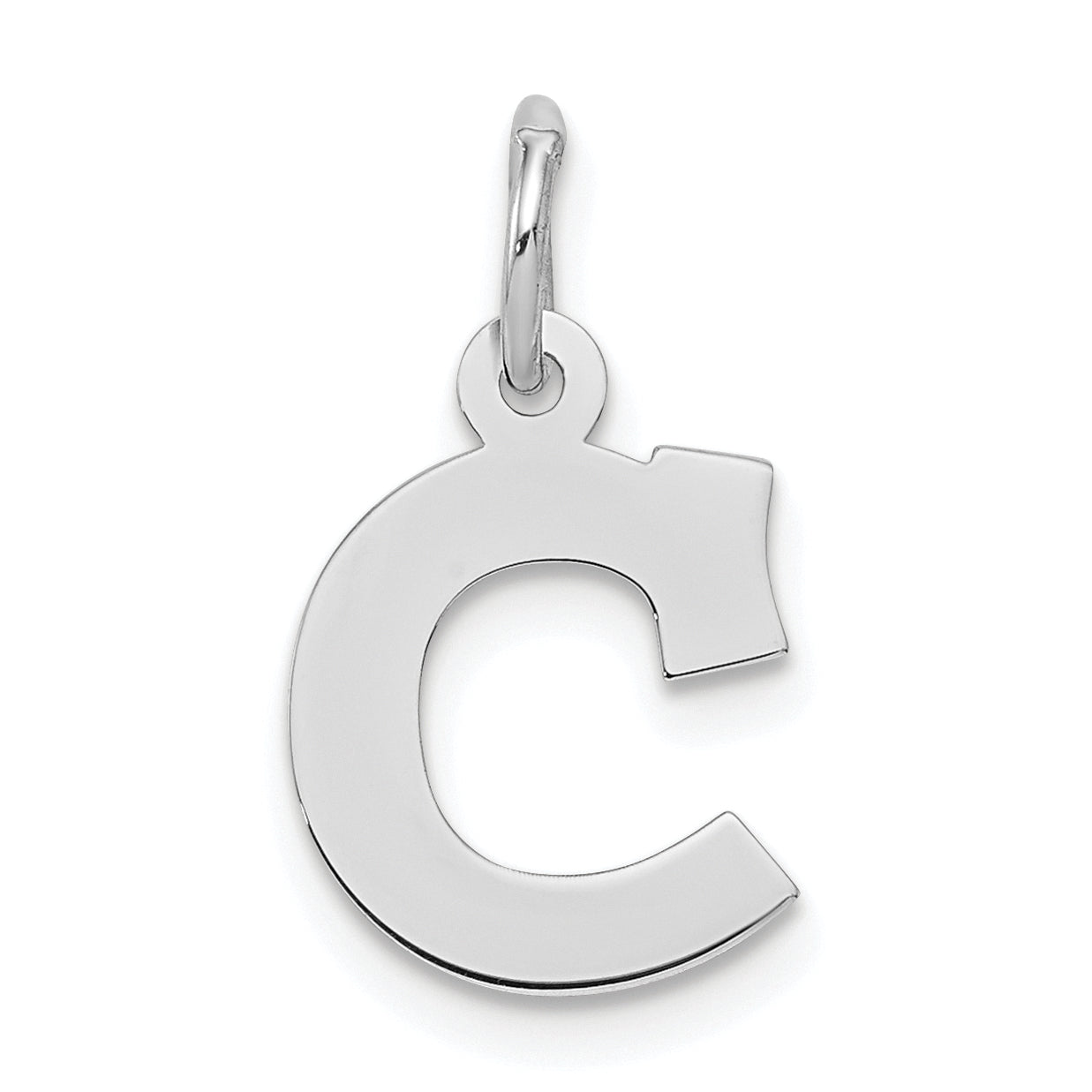 Sterling Silver Rhodium-Plated Block Letter C Initial Charm