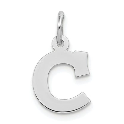 Sterling Silver Rhodium-Plated Block Letter C Initial Charm