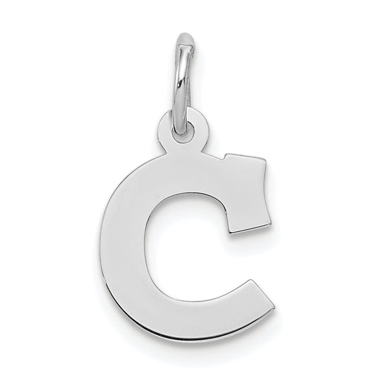 Sterling Silver Rhodium-Plated Block Letter C Initial Charm