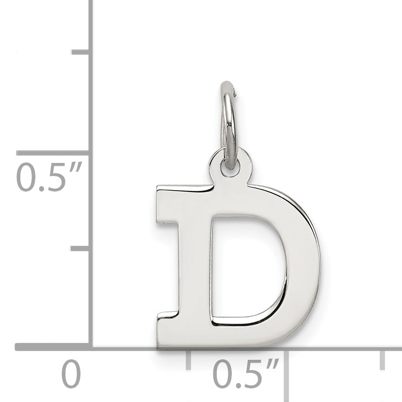 Sterling Silver Rhodium-Plated Block Letter D Initial Charm