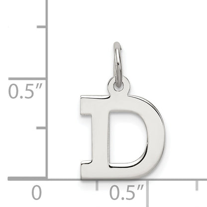 Sterling Silver Rhodium-Plated Block Letter D Initial Charm