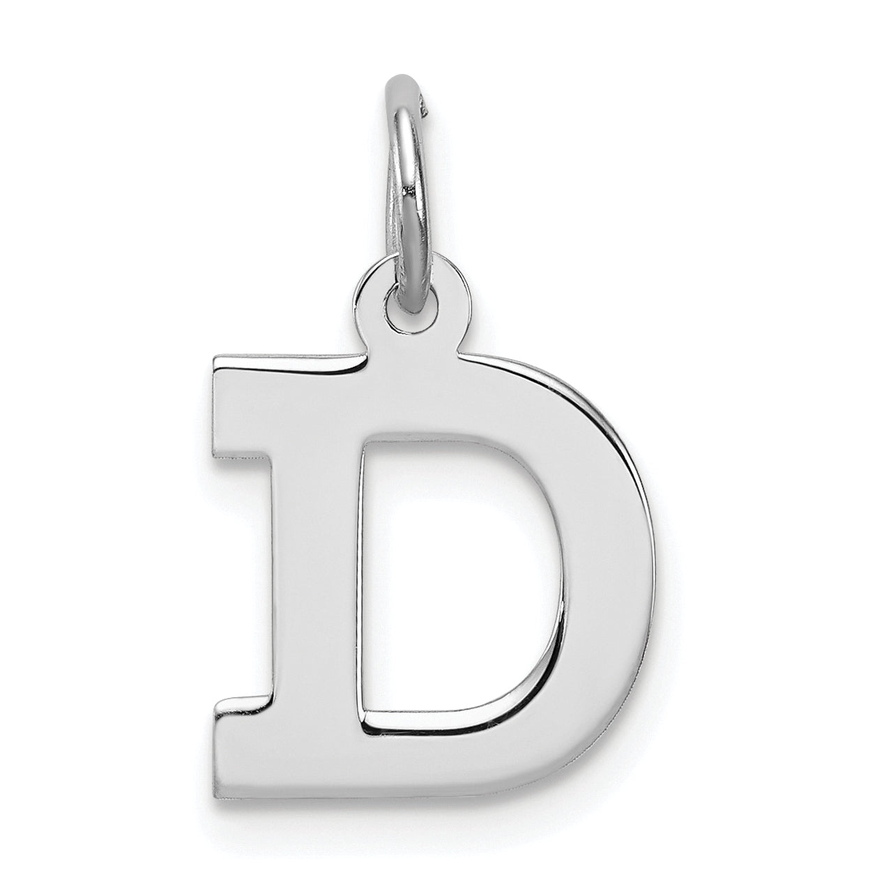 Sterling Silver Rhodium-Plated Block Letter D Initial Charm