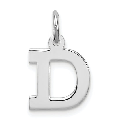 Sterling Silver Rhodium-Plated Block Letter D Initial Charm