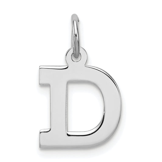 Sterling Silver Rhodium-Plated Block Letter D Initial Charm