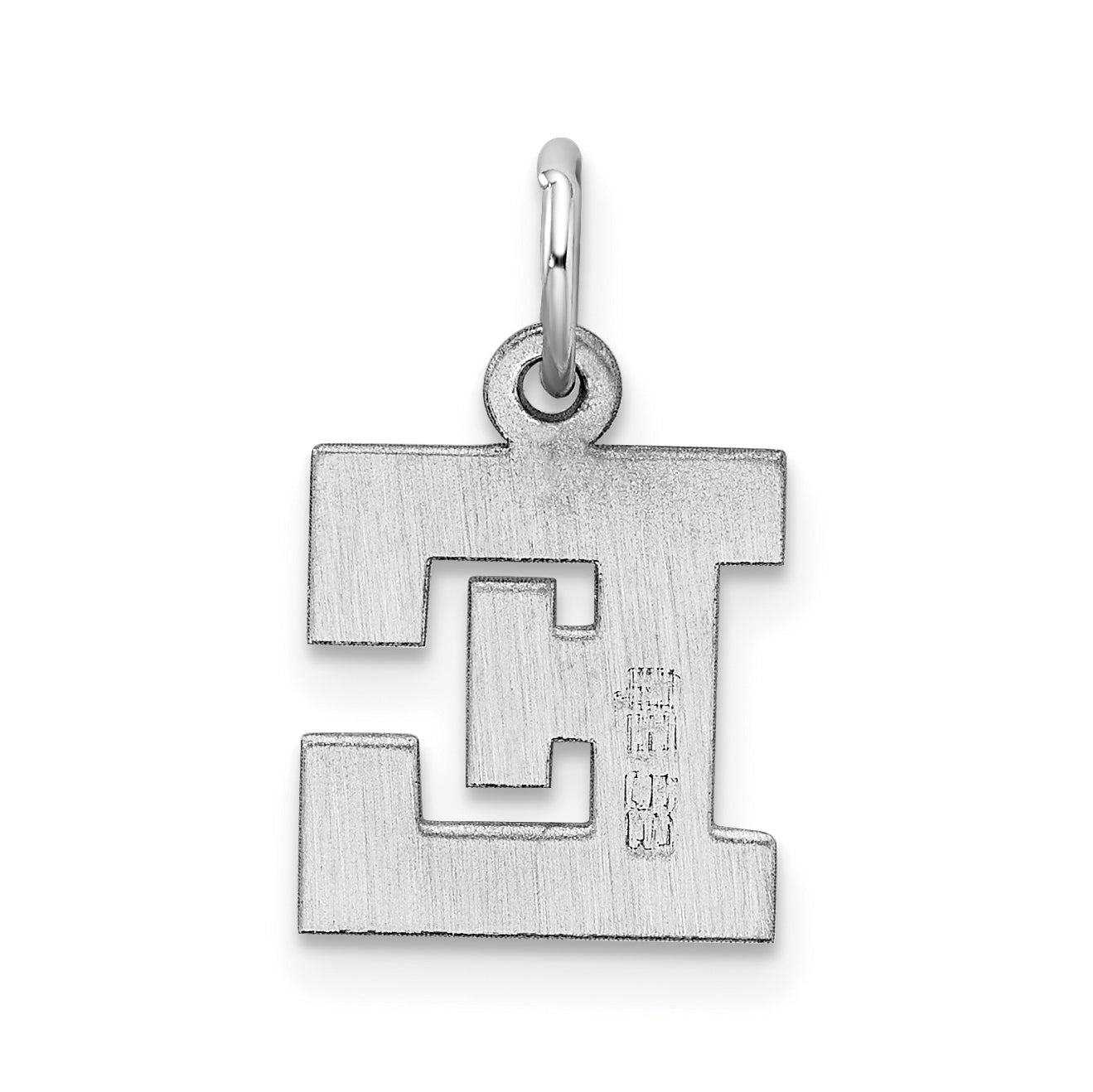 Sterling Silver Rhodium-Plated Block Letter E Initial Charm