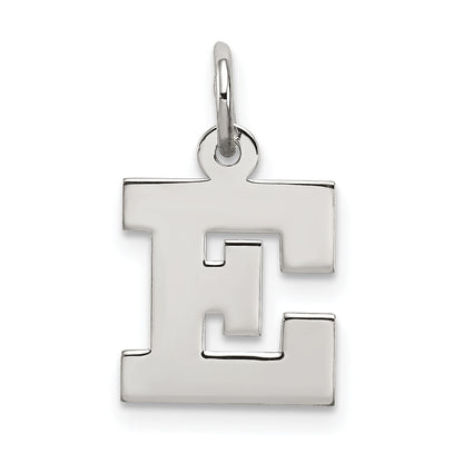 Sterling Silver Rhodium-Plated Block Letter E Initial Charm
