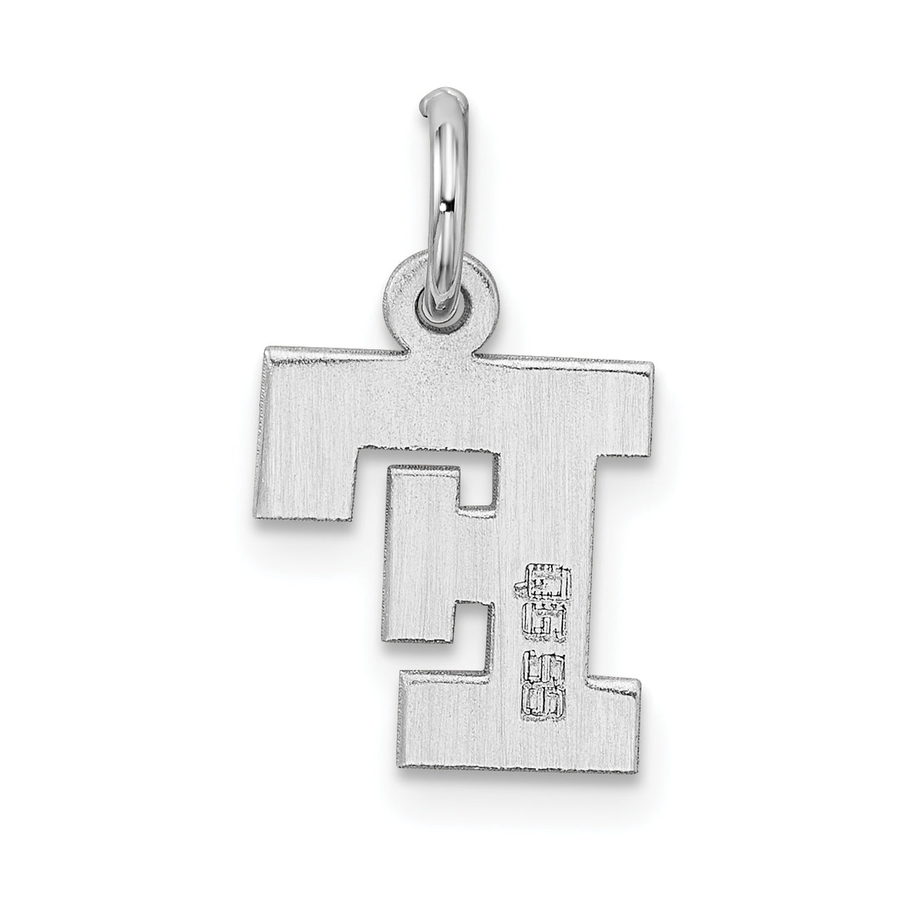 Sterling Silver Rhodium-Plated Block Letter F Initial Charm
