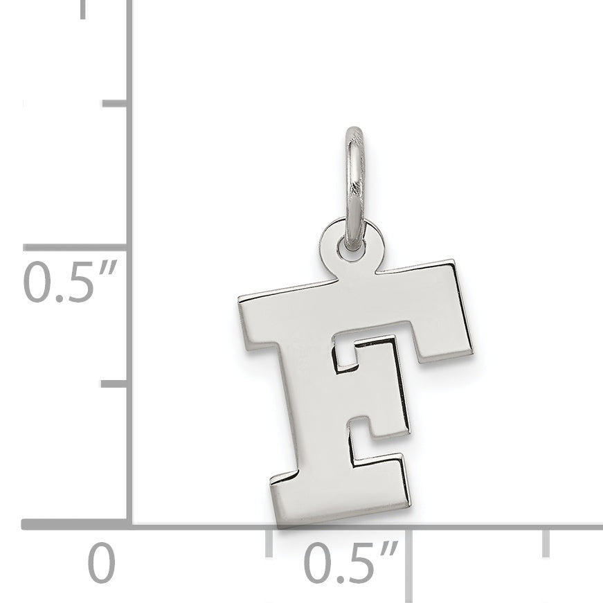 Sterling Silver Rhodium-Plated Block Letter F Initial Charm