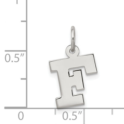 Sterling Silver Rhodium-Plated Block Letter F Initial Charm
