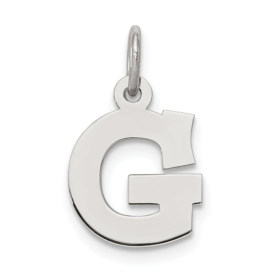 Sterling Silver Rhodium-Plated Block Letter G Initial Charm