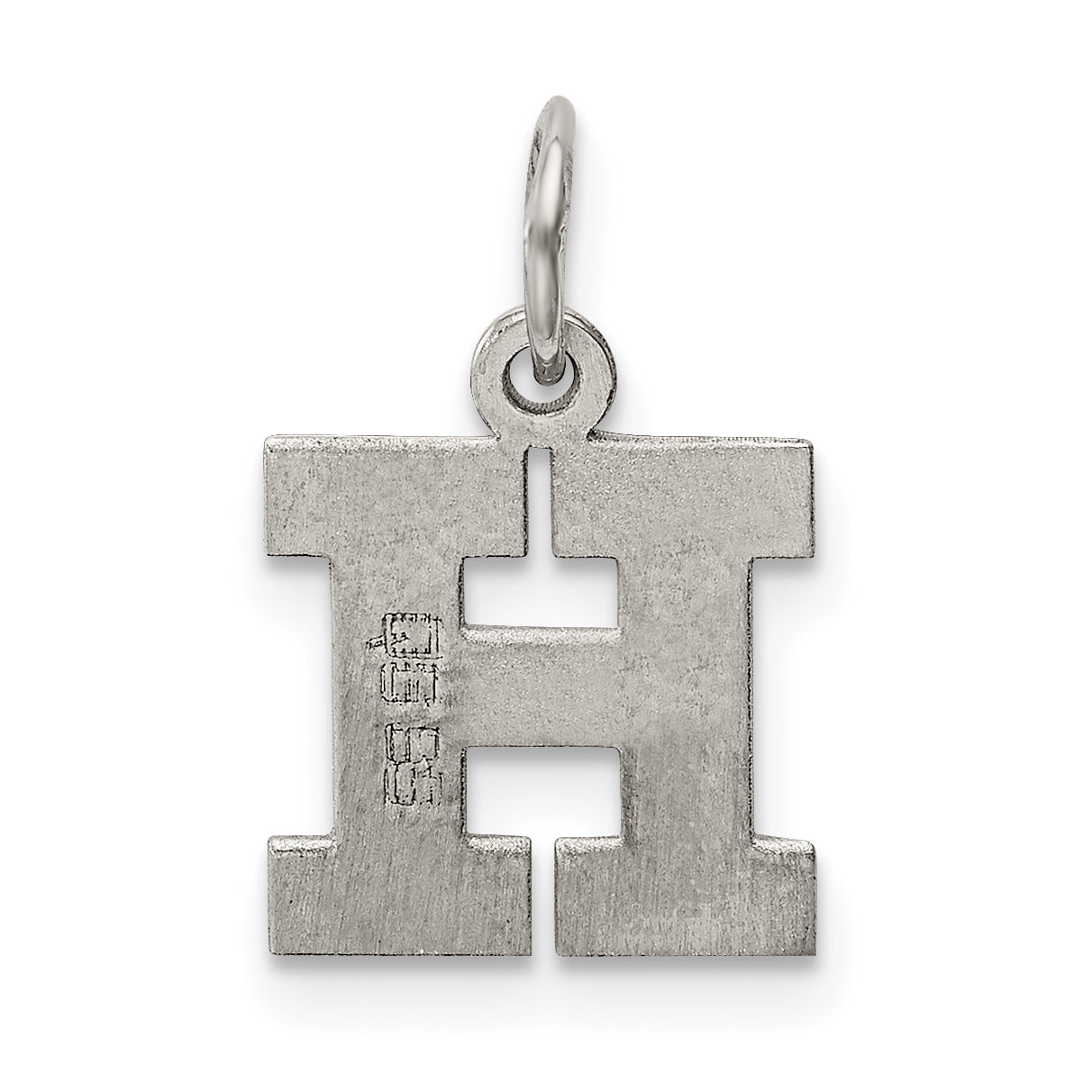 Sterling Silver Rhodium-Plated Block Letter H Initial Charm