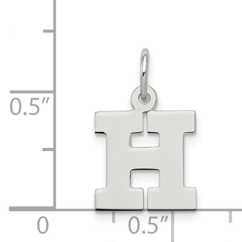 Sterling Silver Rhodium-Plated Block Letter H Initial Charm