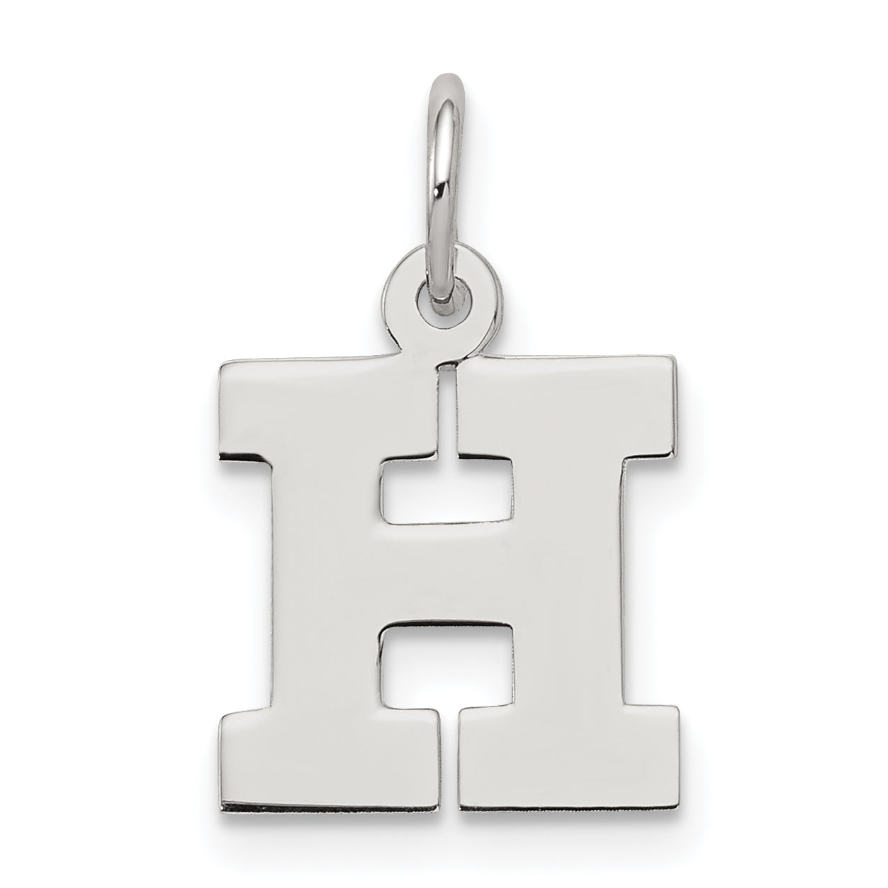 Sterling Silver Rhodium-Plated Block Letter H Initial Charm