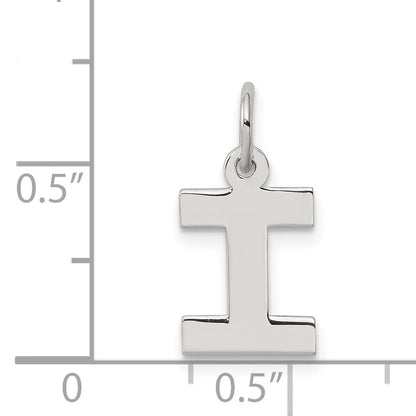 Sterling Silver Rhodium-Plated Block Letter I Initial Charm