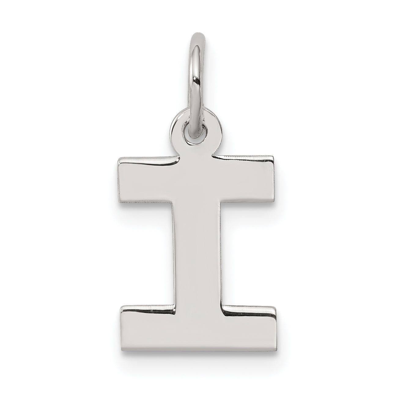 Sterling Silver Rhodium-Plated Block Letter I Initial Charm