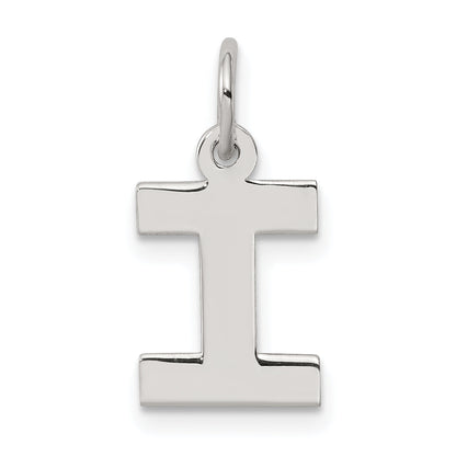 Sterling Silver Rhodium-Plated Block Letter I Initial Charm