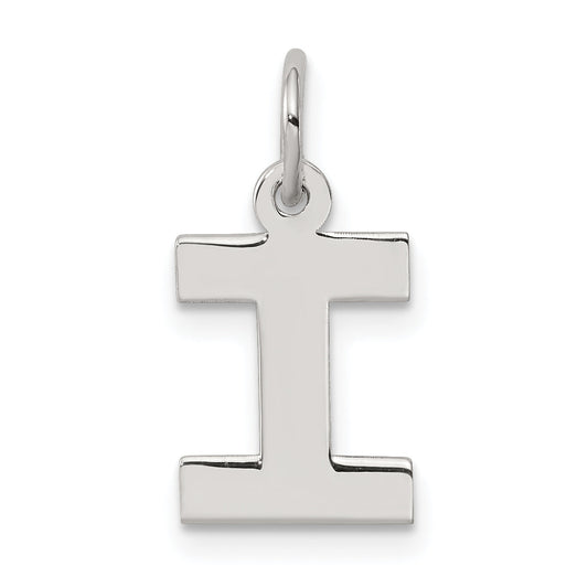 Sterling Silver Rhodium-Plated Block Letter I Initial Charm