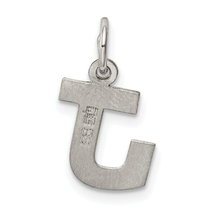Sterling Silver Rhodium-Plated Block Letter J Initial Charm