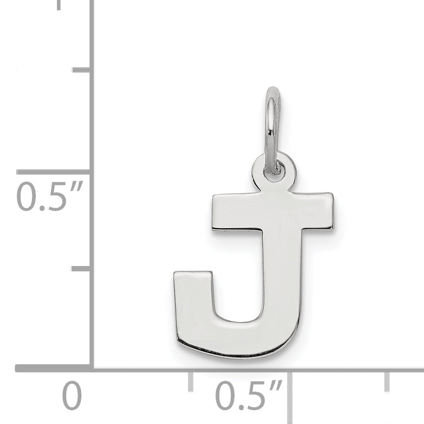 Sterling Silver Rhodium-Plated Block Letter J Initial Charm