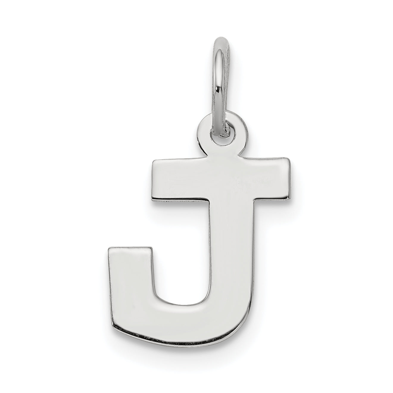 Sterling Silver Rhodium-Plated Block Letter J Initial Charm