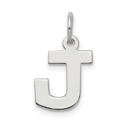 Sterling Silver Rhodium-Plated Block Letter J Initial Charm