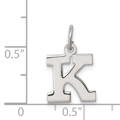 Sterling Silver Rhodium-Plated Block Letter K Initial Charm