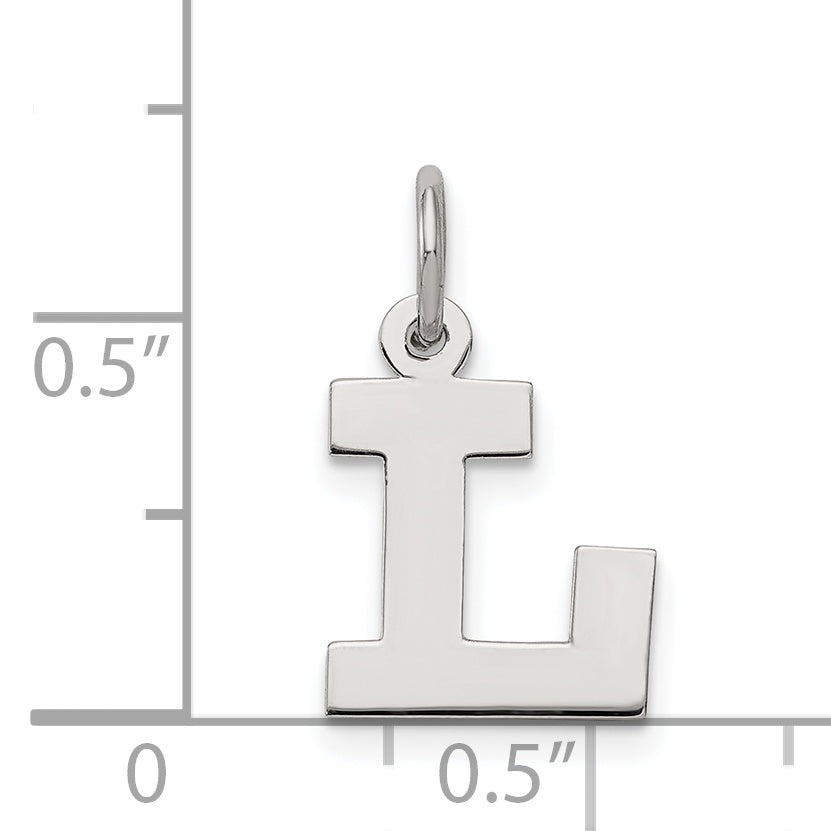 Sterling Silver Rhodium-Plated Block Letter L Initial Charm