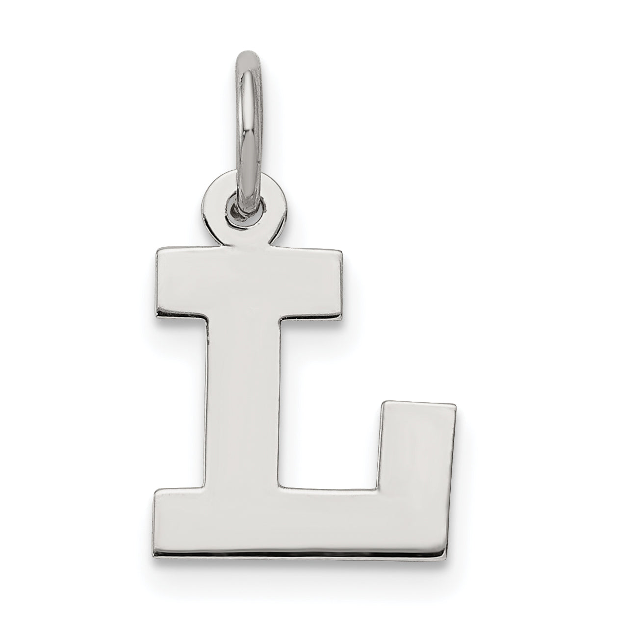 Sterling Silver Rhodium-Plated Block Letter L Initial Charm
