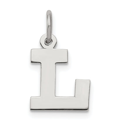 Sterling Silver Rhodium-Plated Block Letter L Initial Charm