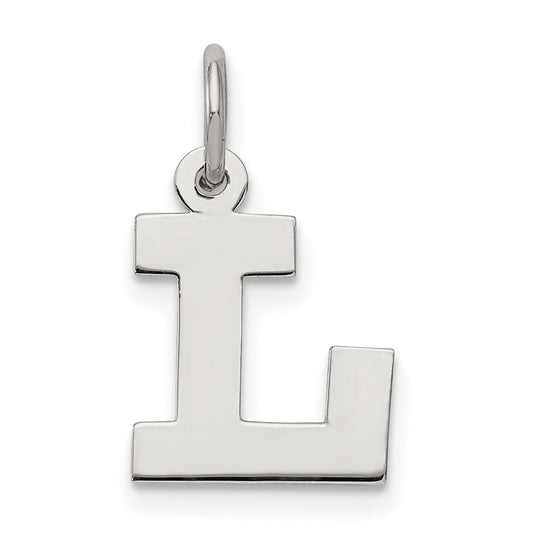 Sterling Silver Rhodium-Plated Block Letter L Initial Charm