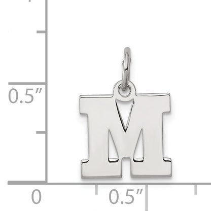Sterling Silver Rhodium-Plated Block Letter M Initial Charm