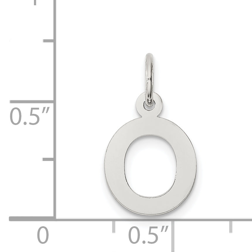 Sterling Silver Rhodium-Plated Block Letter O Initial Charm