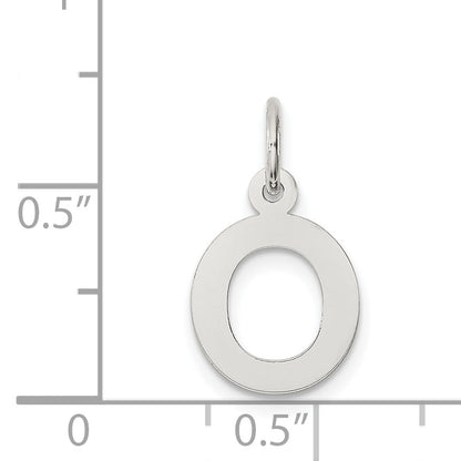 Sterling Silver Rhodium-Plated Block Letter O Initial Charm