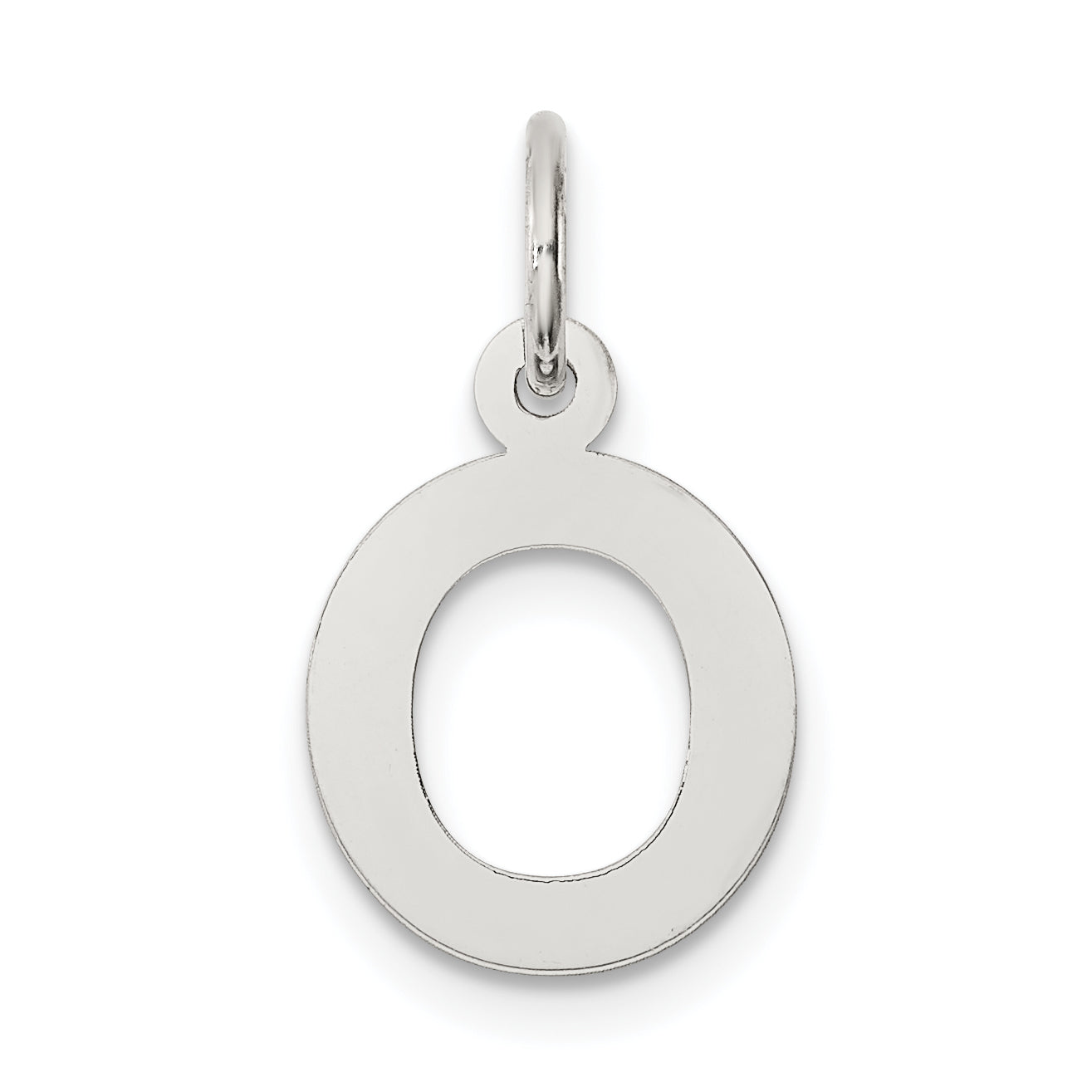 Sterling Silver Rhodium-Plated Block Letter O Initial Charm