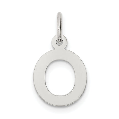 Sterling Silver Rhodium-Plated Block Letter O Initial Charm