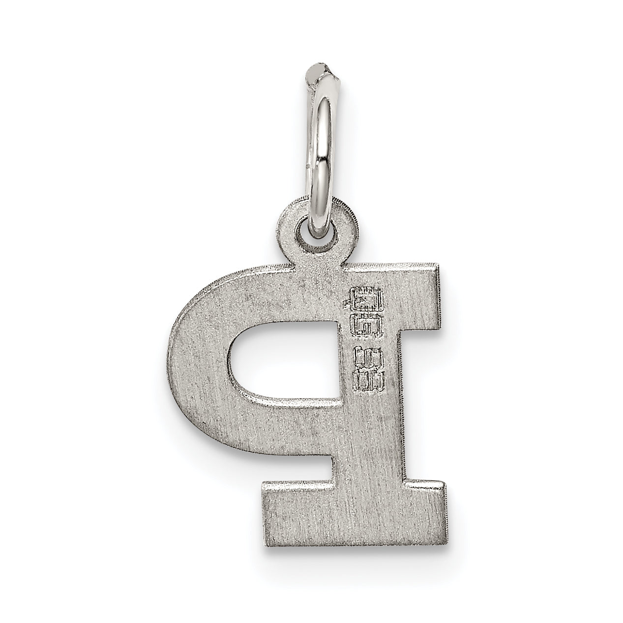 Sterling Silver Rhodium-Plated Block Letter P Initial Charm