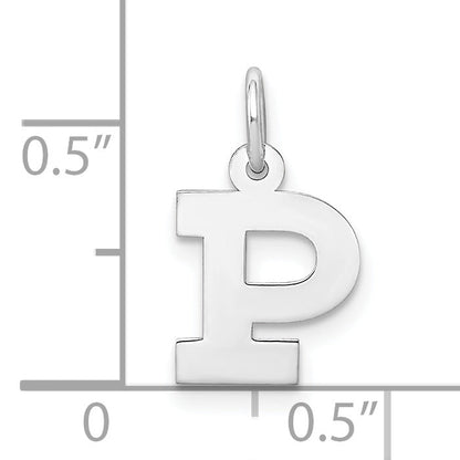 Sterling Silver Rhodium-Plated Block Letter P Initial Charm
