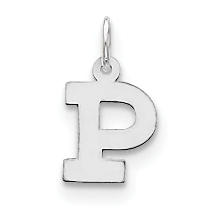 Sterling Silver Rhodium-Plated Block Letter P Initial Charm