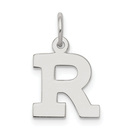 Sterling Silver Rhodium-Plated Block Letter R Initial Charm