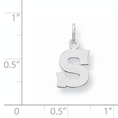 Sterling Silver Rhodium-Plated Block Letter S Initial Charm