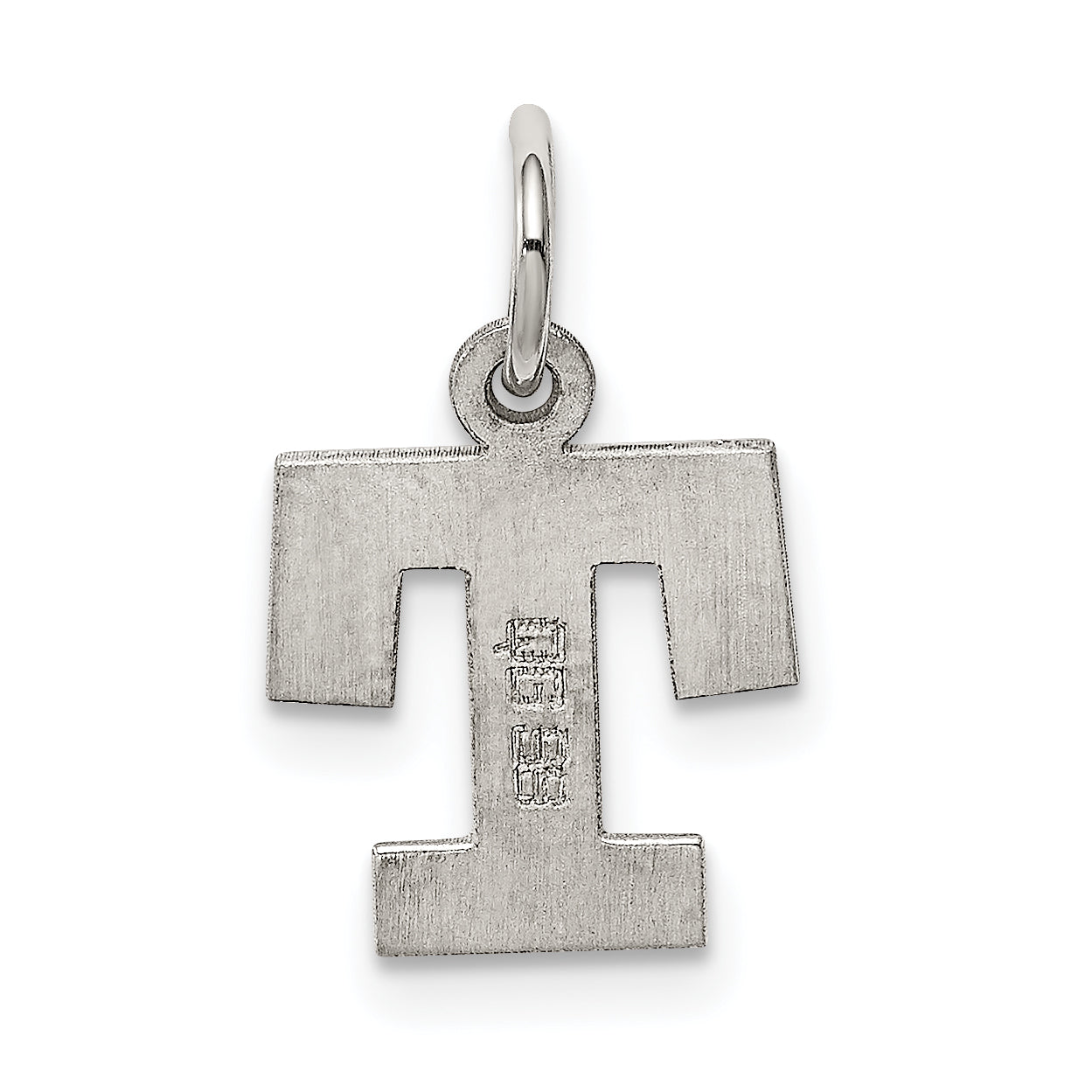 Sterling Silver Rhodium-Plated Block Letter T Initial Charm