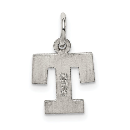 Sterling Silver Rhodium-Plated Block Letter T Initial Charm