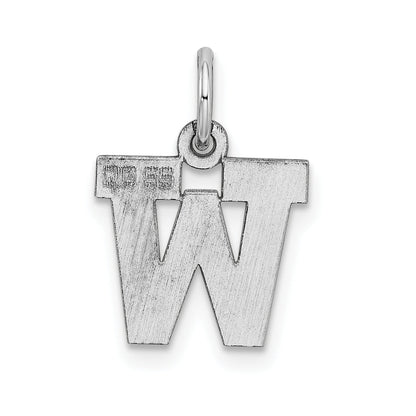 Sterling Silver Rhodium-Plated Block Letter W Initial Charm