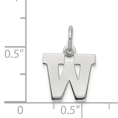 Sterling Silver Rhodium-Plated Block Letter W Initial Charm